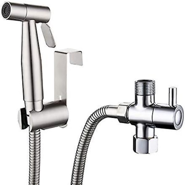 Bidet Toalett Spray 304 Rostfritt Stål Med T-adapter 1,5m Extra Slang Och Hållare Bidet Wc Handdusch (t-adapter)