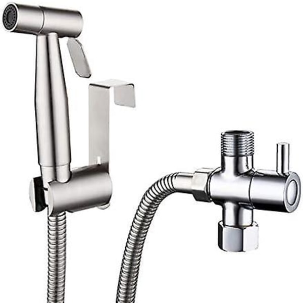 Bidet Toiletspray 304 Rustfrit Stål Med T-adapter 1,5m Ekstra Slange Og Holder Bidet Wc Håndbruser (t-adapter)