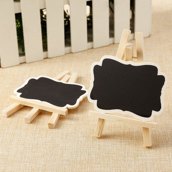 24 Stk Mini Wooden Tavle Melding Rektangulære tavle Kort Memo Etikett Skilt Talltabell