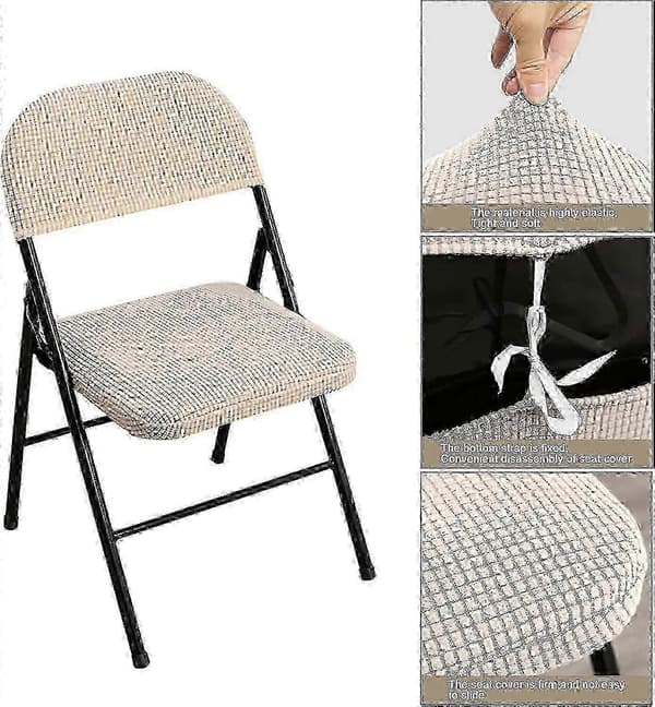 6 stk. foldestol delt sædebetræk til bryllup hjem [DB] 6pcs beige