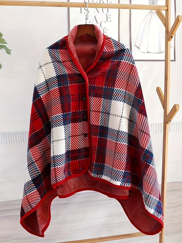 Shawls, kapper, tæpper fortykket efterår og vinter varme, airconditionerede tæpper lur, spænde tæppe, egnet til S til L segment af t [DB] Navy Blue One-size