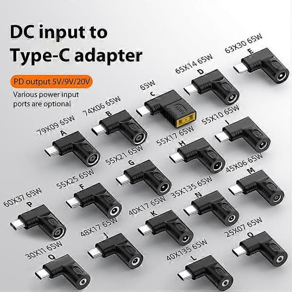 4,5x0,6 mm 65 W DC-tulo USB-C / Type-C PD -virtasovittimeen [DB]