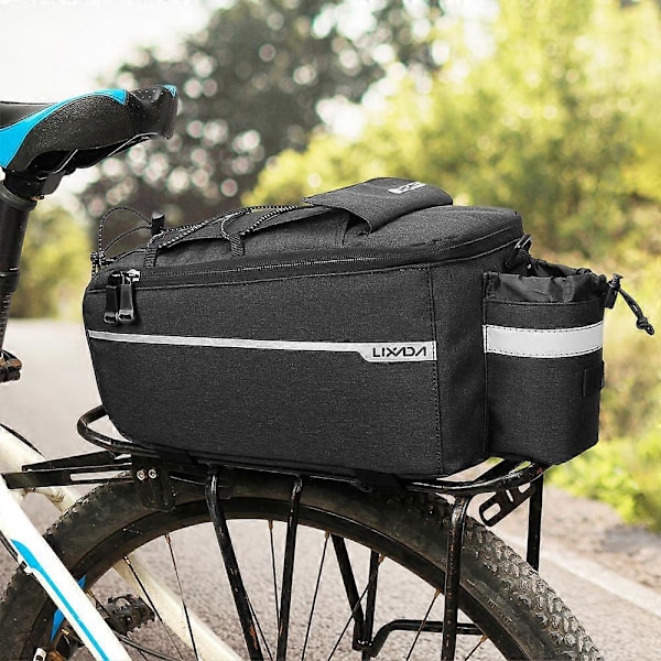 Eristetty Takakontti Jääkaappi Laukku Pyöräily Polkupyörän Takatelineen Säilytystila Matkatavaralaukku Heijastava MTB Pyörän Pannier Laukku Olkalaukku {db} Black