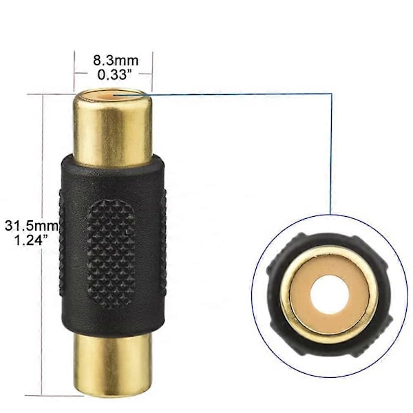 12 st RCA-honkontakter, RCA-hona till RCA-hona adapterkontakt för högtalare, RCA-kabel, Phono, förstärkare [DB]