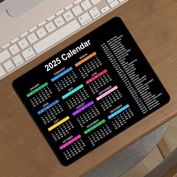 2025 Skrivebordsmusemåttekalender, Computermusemåtte med syede kanter, 9,8 x 7,8 tommer Ergonomiske musemåtter til arbejde, Spillemusemåtte med skridsikker [DB]