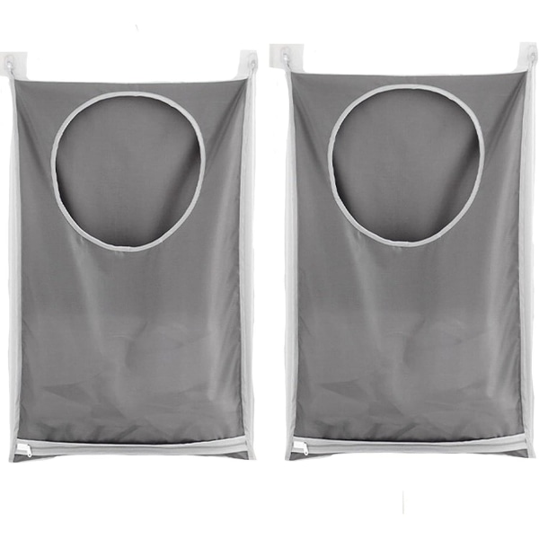 2-delers vaskepose, oppbevaringspose for skittentøyskurv med stor kapasitet, oppbevaringspose for oppbevaring av klesvask, for bad, sovesaler og skap (grå)