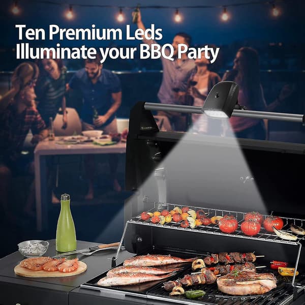 Utendørs grilllys, bærbare grilllys 360 roterbare med 10 superlyse LED-lys og klemmemontering [dB}