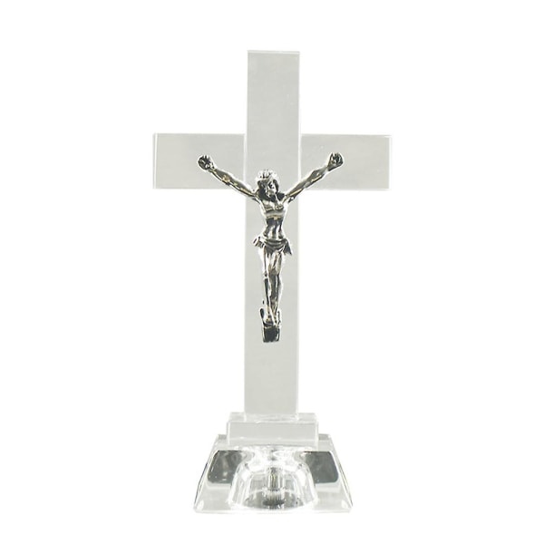 Krystall Jesus Cross Statue For Hjem Kirke Skrivebordsdekorasjon Religiøs gave Religiøs stil Kreative dekorasjoner Figur Håndverk Ornament [DB]