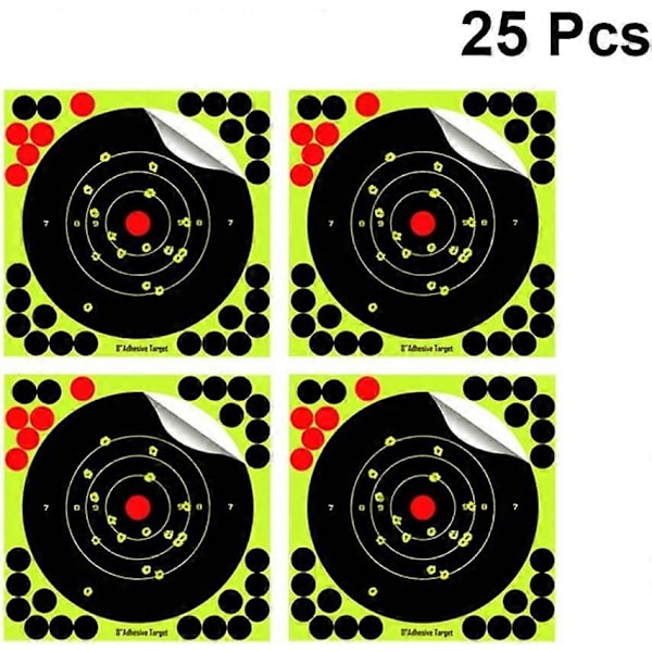 Paket med 25 måltavlor, 8 tum, självhäftande, för skjutövning, Splatter Shot Burst, fluorescerande gul { DB}