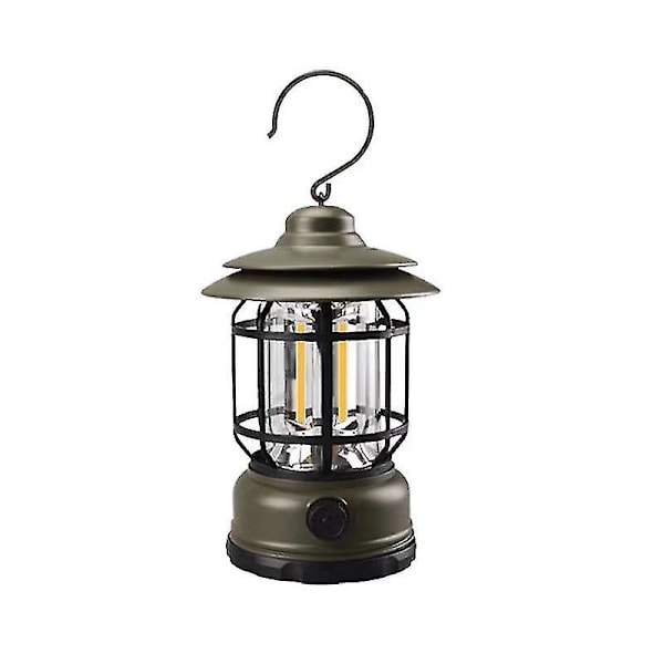 Utomhus COB-lykta Retro Campinglampa USB Laddningsbar Campinglykta Flamlampa {Db} Black
