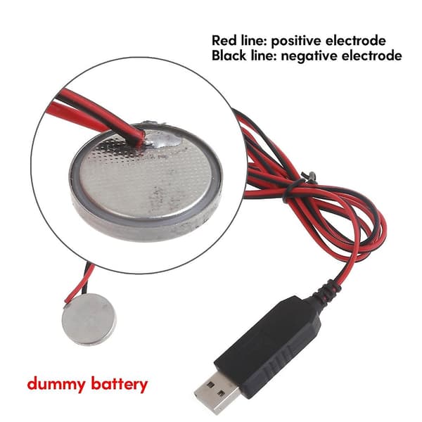 USB til 3V CR2032 Falsk Batteri Strømkabel Erstatning CR2032 3V Knapcelle Batteri [db]