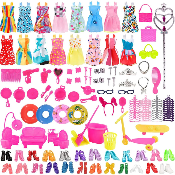 40 st/set Barbies dockkläder badkläder bikini accessoarer för Barbie docka skor stövlar skateboard för Barbie docka accessoarer [DB] 40 pcs