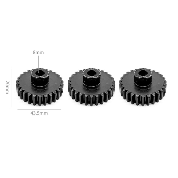 27T M1.5 Pinion Gear Set för 1/5 1/8 1/10 RC Bil - Stål Svart, Minska Motorljud, 8mm Pinion{DB}