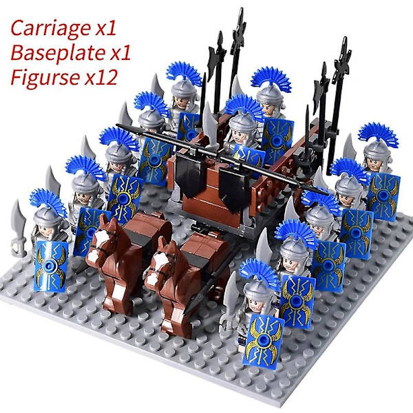 Mini actionfigurer af middelalderlige riddere, byggeklodser, romersk stridsvogn, karet, soldat, krigshest, klodser, legetøj til børn, gave Db Set 41