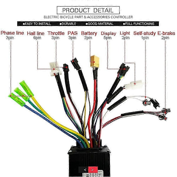 24V36V48V 500W 750W Hall Børsteløs Controller 126A Sinusbølge Tre-Mode Controller Ebike Controller [db]