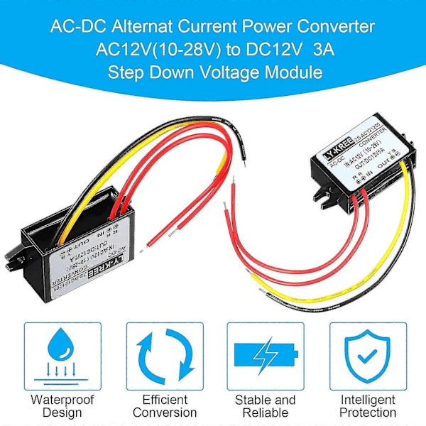 AC-DC Strømkonverter AC 12V (10-28V) til DC 12V Step Down Konvertermodul Spenningsregulator AC DB