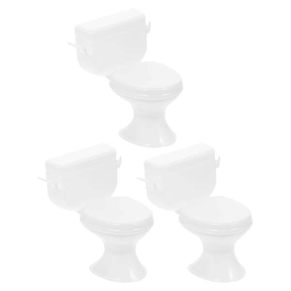 Dukkehus Miniature Toilet til Indretning 3 Stk Plast Tilbehørssæt[DB]
