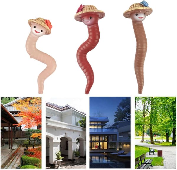 Blomkruksdekoration - bedårande liten daggmaskstaty (DB)