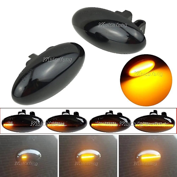 2 stk LED dynamisk blinklys sidemarkerlys til Peugeot 307 206 407 107 607 1007 Partner Expert sekventielt blinklys  DB