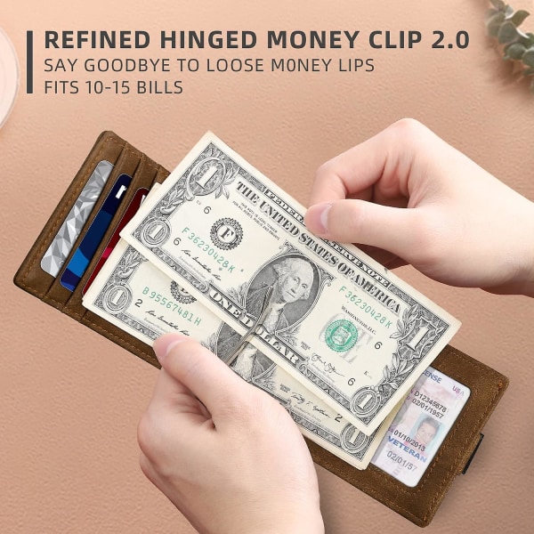 Slanke lommebøker til menn Rfid Money Clip Lommebok Herre Frontlomme Minimalistisk lommebok