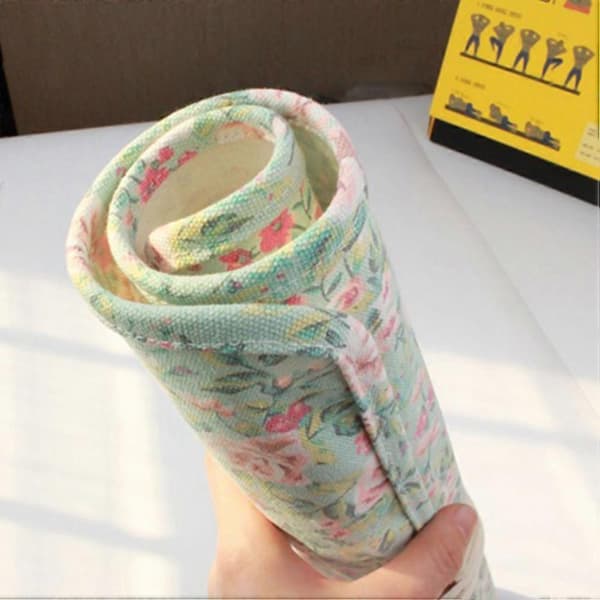Blyant Roll Up Etui til Opbevaring 2 Stk. med Pensel Wrap og Blomsterprint[DB]