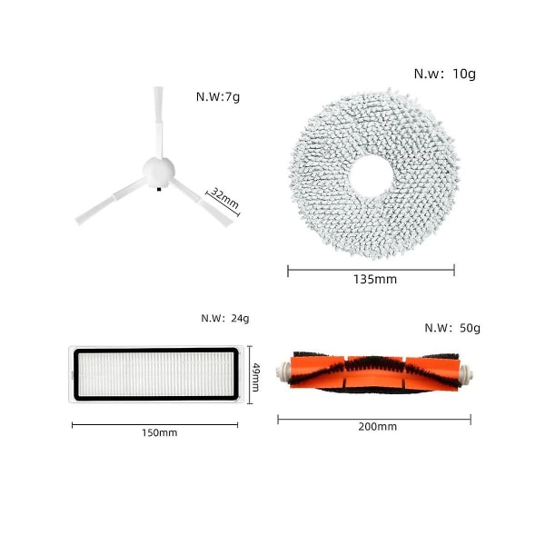 Reservedele til Omni Robot X10+ S10 Pro L10s Ultra Robotstøvsuger Hovedsidebørste Hepa-filter Mopper