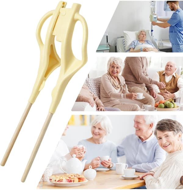 Anti-Shake Spisepinner | Gjenbrukbar Ergonomisk Utskiftbar Fingerhjelper | Spisepinner for Voksne, for Eldre, Menn, Nybegynnere[DB]