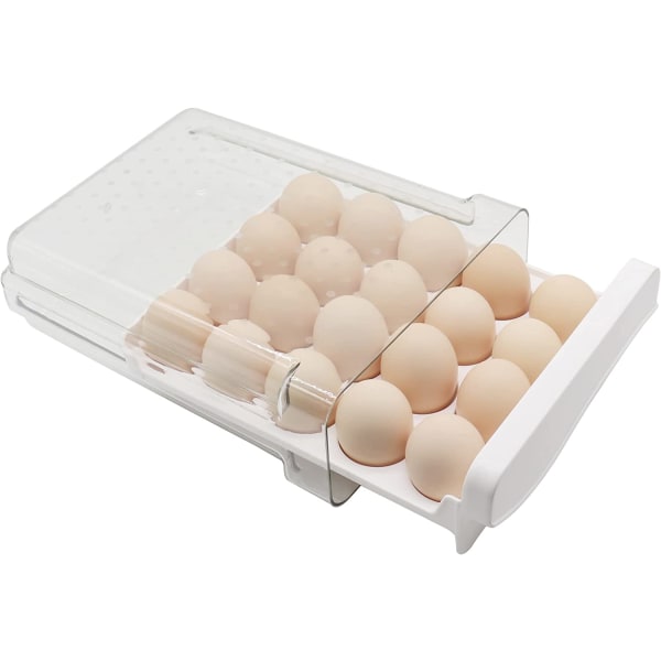 Muovinen munalaatikko, pinottava läpinäkyvä organizer jääkaappiin, 20 munaa