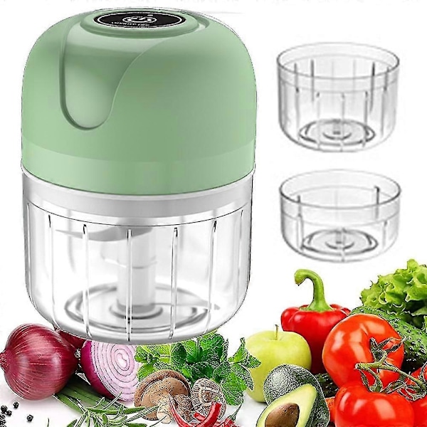 Elektrisk Mini Food Chopper, USB-opladning Mini Elektrisk Hvidløgshakker, Lille Foodprocessor, Bruges Til Løg Hvidløg Peber [DB] Green