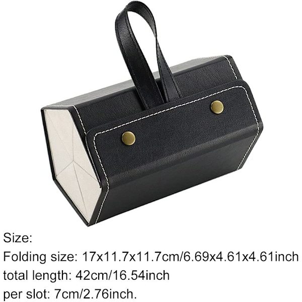 Solbriller Opbevaringsboks 5slots Roll Up Pu Læder Solbriller Holder Foldbar Etui Sort