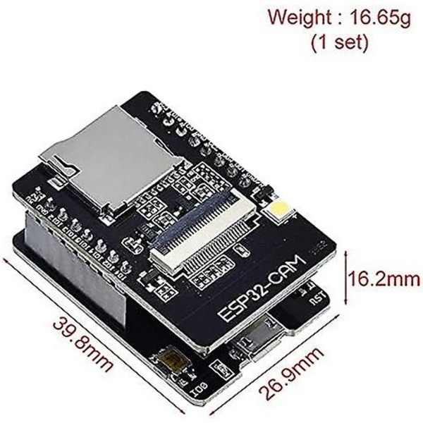1-pack Esp32-cam Wifi Bluetooth Esp32-cam-mb-kort - USB till Ch340g seriell port med Ov2640 2mp kameramodul