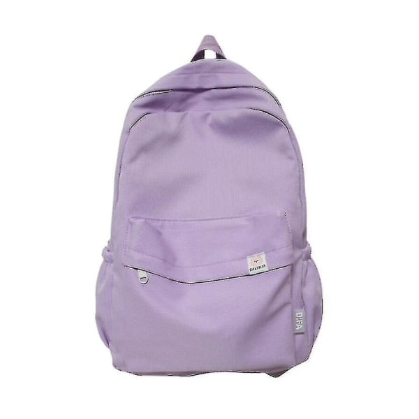 Uusi vedenpitävä nailonreppu naisille, matkalaukku, reppu, koululaukku teini-ikäisille tytöille, yksivärinen kirjakassi Mochila Bookbag-n DB purple