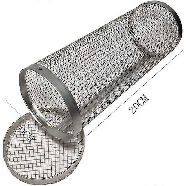 Rostfritt Stål Automatisk Vändande Grill för Utomhus med 10 Grillpinnar Justerbar Bredd Grillspett Rullverktyg [DB] 20CM
