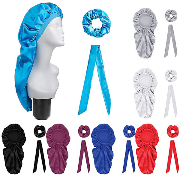 1 sett sovehette justerbar antistatisk falsk flekk bred applikasjon sovehette for kvinner Blue