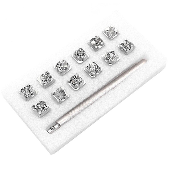 Tolv stjernetegn trykt skinn Lær trykt stjernebilde Lærutskjæring mønster Håndlaget Diy Punch Tool Set