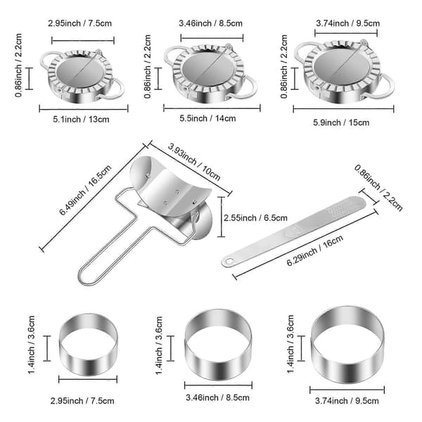 Dumplings Maker 8 stk, Empanadaform og kutter, Fyllskje [DB]
