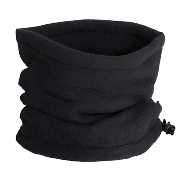Unisex Vinter Utomhus Enfärgad Mjuk Tjock Fleece Halsvärmare Gaiter Skydd Hatt [db] Black