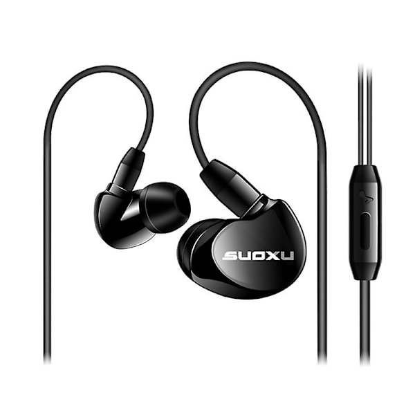 Sx538 Universaalit Heavy Bass Hifi In-ear -langalliset kuulokkeet urheilukuulokkeet mikrofonilla Jikaix Black