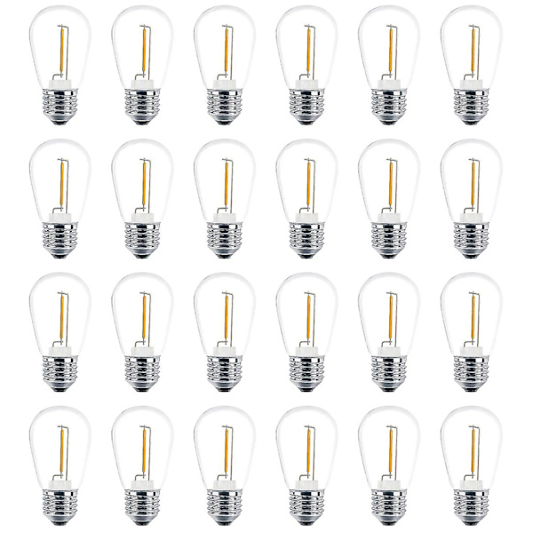 24 kpl 3v Led S14 Vaihtolamput, Särkymätön Ulko Aurinko String Valo Lamput, Lämmin Valkoinen [DB]