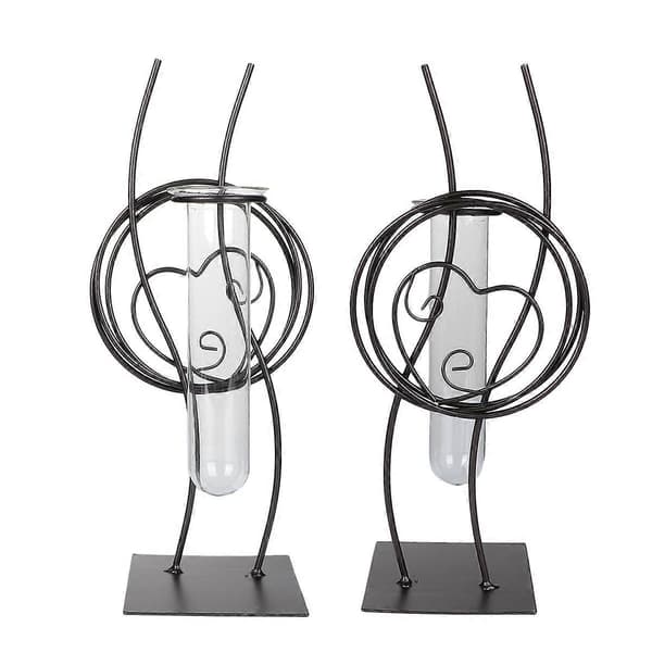 Hydroponics Plant Container Glass Bottle With Iron Frame For Bedroom Decor 1Pc[DB]