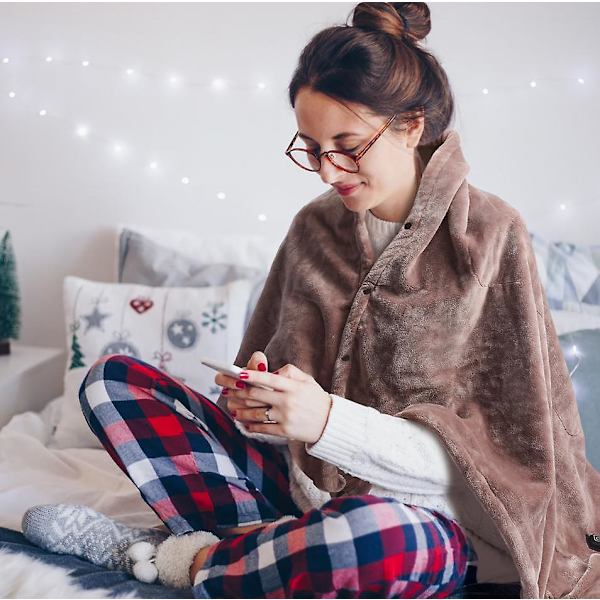 USB Oppvarmet Teppe Elektrisk Oppvarmingsteppe Poncho Sjal Wrap Kaste-80 x 140cm Nytt {Db} Brown