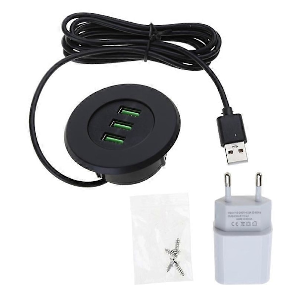 5cm Skrivbordsuttag USB-strömuttag 2 tum Infälld Strömuttag USB-grommet [DB] Black
