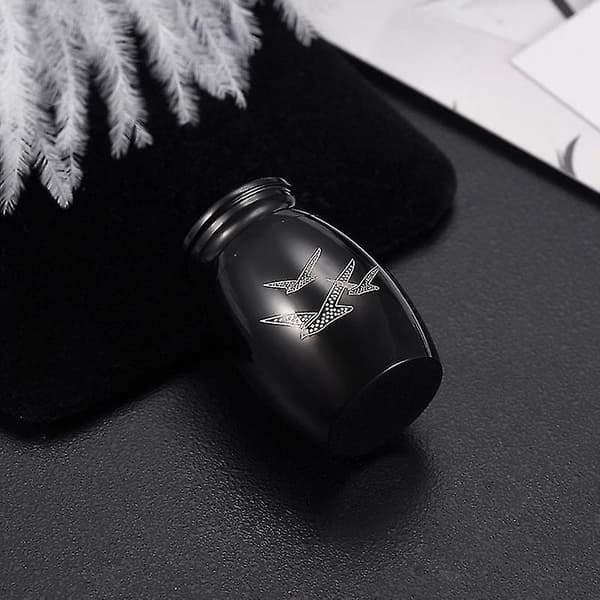 Mini Urne til Aske Kremering Mindesmærke Beholder Glas Rustfrit [Db] black
