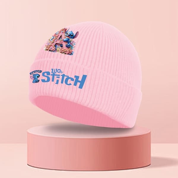 Disney Stitch Bokstav A-Z Tryckdesign Dam Mössa, Elastisk Lös Passform, Höst/Vinter Varm Unisex Hatt, Lättviktig och [DB] A