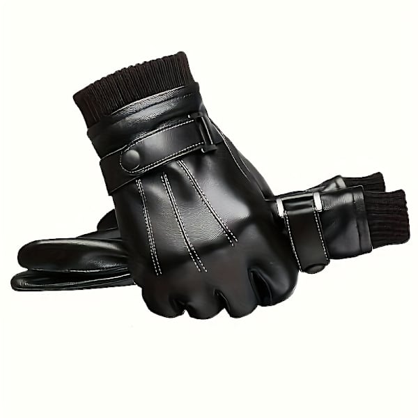1 Par/2 Par PU Læder Handsker, Efterår Vinter Varme Touch Screen Fuld Finger Sorte Handsker, Ideelt Valg Til Gaver db Black