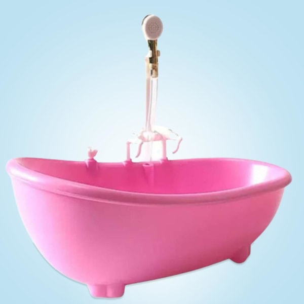 ZHOUBA Elektrisk docka badkar spouting vatten ljud miniatyr dockhus badkar för 1/6 dockor Db Pink