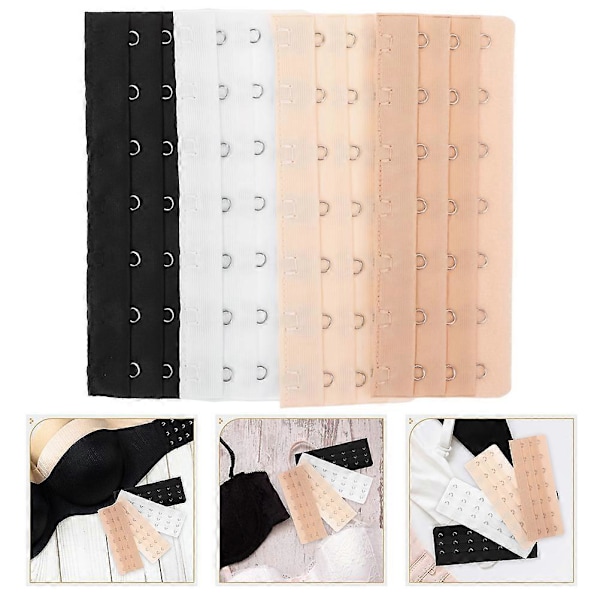 8 stk BH-forlenger 3 rader 7 kroker BH-forlenger Kvinners undertøyforlengere BH-forlengningskroker [DB] 13.10X5.00X0.30CM