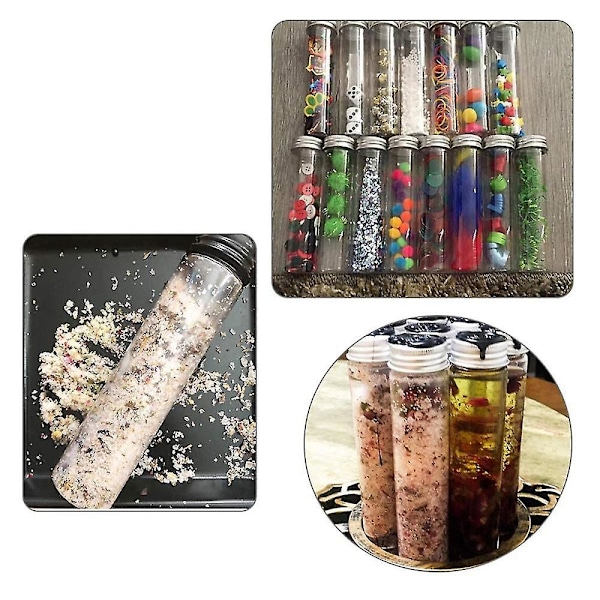 15 st 110 ml Plastprovrör, klara platta provrör, plastprovrör med skruvlock för bönor, [DB]