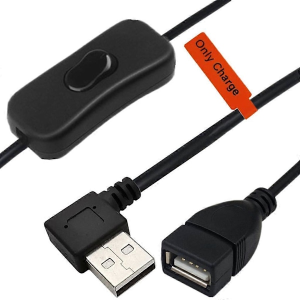 30 cm USB-kabel med bryter PÅ/AV Kabel Forlengelse USB Vifte Strømforsyning Linje Slitesterk Adapter Vippebryter for USB-lampe [db] Right bend