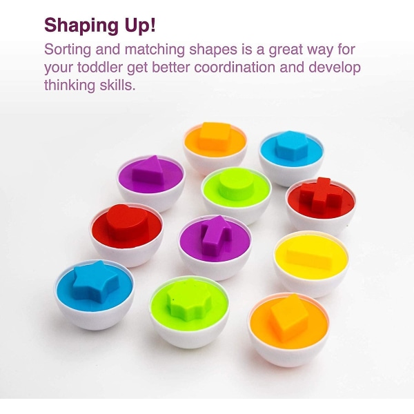 Matchende æg - Småbørnslegetøj - Farveformer Matchende ægsæt - Pædagogisk farve, former og sorteringsgenkendelsesfærdigheder - Sortering af puslespil til børn Baby